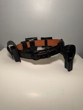 NYPD Safariland 2955 Holster SW 5946 9mm Leather Duty Rig Belt 36 Mag Pouch  Lon